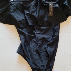 medium one piece ruffle shoulders